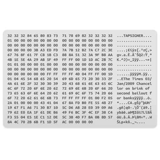 TAPSIGNER® Genesis Hex Dump